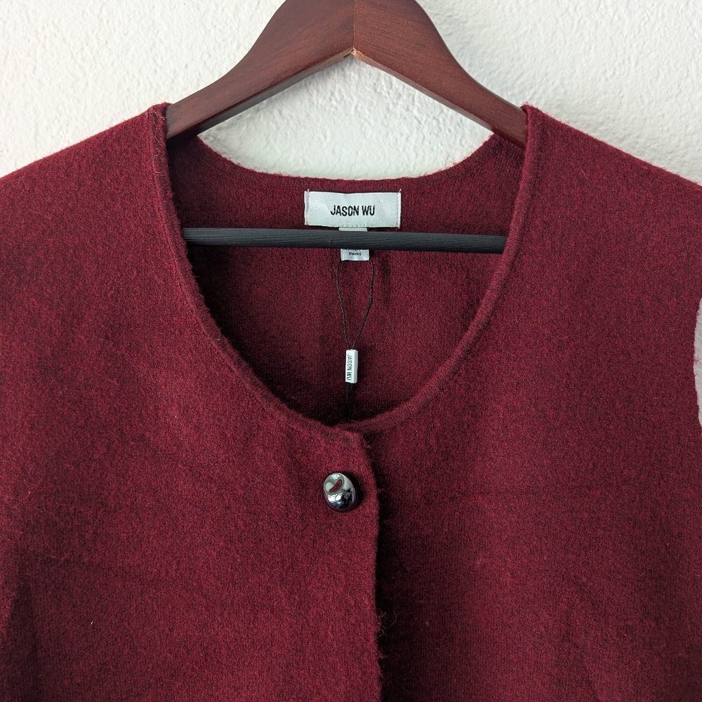 NWT Jason Wu Wool Blend Deep Red Sweater Vest Women's L - Picture 6 of 13